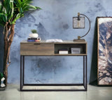 ZUN ACME Galeno Writing Desk, Rustic Oak & Black Finish OF00320