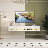 180 Wall Mounted Floating 80" TV Stand with 20 Color LEDs and Charging Station W331P225207