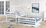 Twin over Full House Bunk Bed with Built-in Ladder,White WF287558AAK