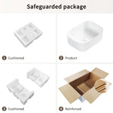 Bathroom Vessel Sink, Rectangle Basin Above Counter White Stone Resin Small Vanity Sink Washing Art W3402P326471