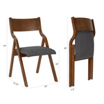 ZUN Upholstered folding Dining chair, space saving, easy to carry, Dining Room, 2-Pack-Grey+Walnut 81278018