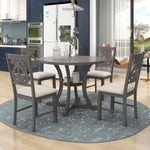 ZUN 5-Piece Round Dining Table and Set with Special-shaped Legs and an Exquisitely Designed Hollow 25692411