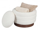 Round Rotating Storage Footstool with Solid Wood Frame, No Assembly Required Makeup Chair with 5.5 89655409
