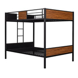 ZUN Full-over-full bunk bed modern style steel frame bunk bed with safety rail, built-in ladder for 26526219