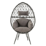 Light Grey and Black Patio Chair with Upholstered Cushion B062P182691