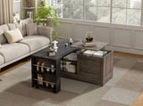 U-Can Farmhouse Lift Top Coffee Table With Barn Doors, Wood Rectangle Center Table With Large Hidden N724P351732E