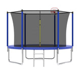 ZUN 10FT Trampoline for Kids, Basketball Hoop and Ladder, Outdoor Kids Trampoline with Safety K1163P147163