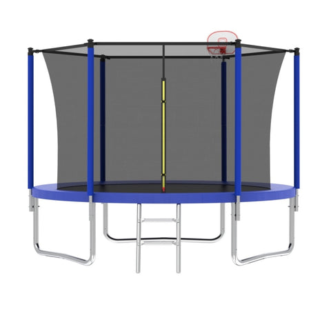 ZUN 10FT Trampoline for Kids, Basketball Hoop and Ladder, Outdoor Kids Trampoline with Safety K1163P147163