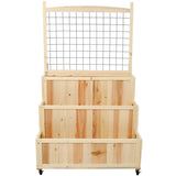 3-Tiers Raised Garden Bed with Trellis, 53" H Vertical Planter Box with Wheels & Back Storage Area, W465P189518