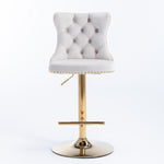ZUN Furniture,Golden Swivel Velvetstools Adjusatble Seat Height from 25-33 Inch,Modern Upholstered 69289073
