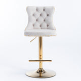 ZUN Furniture,Golden Swivel Velvetstools Adjusatble Seat Height from 25-33 Inch,Modern Upholstered 69289073