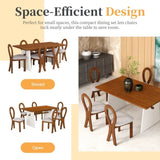 ZUN Modern 7-Piece Dining Table Set with Trestle Dining Table and 6 Upholstered Dining Chairs, Compact 95695965