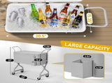 80QT Silver Gray Freezer & Insulation Cart - Twisted Rope Design Legs, Single-Side Top Flip Cover 35845032
