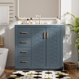 36'' Bathroom Vanity with Ceramic Sink Combo, Solid Wood Frame Bathroom Storage Cabinet, N710P291684C