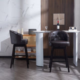 33.25" Swivel Counter Stools Set of 2, Upholstered Counter Height Bar Stools with Solid Rubber Wood WF532108BRN