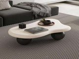40 Inch Cloud Shaped Coffee Table with 3 Ball Legs for Living Room, White Top Black Legs 31213575