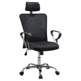 Black and Chrome Height Adjustable Office Chair with Casters B062P153801