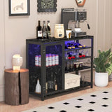 ZUN Bar Cabinet,Wine Bar Cabinet,Liquor Storage Credenza,Sideboard with Wine Racks & Stemware 17911249