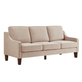Modern 3 Person seat Sofa Couch with Scooped Armrest/Wood legs,Upholstered Velvet 3-seat Sofa with W2186P143473