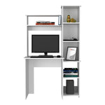 ZUN Versalles Writintg Desk, Two Superior Shelves, Five Cubbies -White B20092000