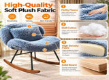 25.59"W x 33.66"D x 29.53"H Indoor Plush Rocking Chair, Soft Fluffy Lounge Rocker with White Metal 84939872