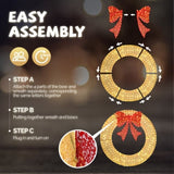 60in Pre-Lit Outdoor Christmas Wreath Decoration, LED Metal Holiday Decor for Home Exterior, Garden 49439263