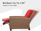 Indoor & Outdoor Recliner, All-Weather Wicker Reclining Patio Chair, Red Cushion W1859113288