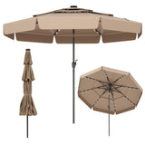 10 foot taupe terrace umbrella with solar powered LED lights and multi-layered ventilated roof 60207818