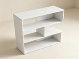 White Geometric Concave Bookshelf, 3-Tier Open Freestanding Display Shelf, Engineered Wood Storage 88021186
