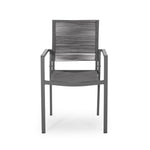 ZUN Outdoor Modern Aluminum Dining Chair with Rope Seat , Gray and Dark Gray 70660.00DGRY