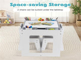 3-in-1 Kids Table & 2 Chairs Set, Double-Sided Chalkboard Whiteboard Activity Table for 28201545