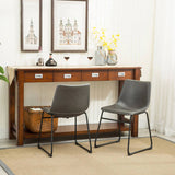 Lotusville Vintage PU Leather Dining Chairs, Set of 2, Antique Grey T2574P164554