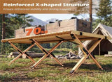 48"24" Foldable Pine Wood Camping Table Portable Roll Up Beach Table with Carry Bag 75650742
