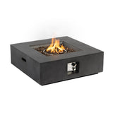 Outdoor Propane Fire Pit Table,Square Stone 35-inch Planter Base, 50,000 BTU Stainless Steel Burner, W3016P233629