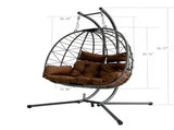 Double Hanging Egg Chair wth Stand, Patio Hammock Swing Chair with Cushion Loveseat for Bedroom, W2500P320405