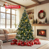 ZUN 7 FT Snow Tipped Artificial Christmas Tree with DIY 150 Warm Lights, Remote Control, 1100 Branch 78856463