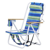 1pc Folding Beach Chair, 4 Position Portable Backpack Foldable Camping Chair with Headrest Cup 33362615