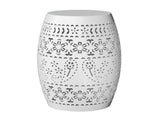 9.4" Steel Patio End Table, Round Hollow Drum Side Table, Accent Table for Indoor and Outdoor, White 56990579