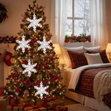 6PCS Set Iron Snowflake Christmas Ornaments Decor 6.3x1.8x6.7" Christmas Tree Hanging Set for Party 82764710