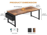 55" Large Home Office Desk, Computer Desk with Storage Bag & Hook, Metal Frame, Modern Simple Study 05887862
