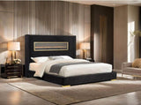 Contemporary Style Black Color 1pc Eastern King Size Bed Upholstered Fabric Bedroom Furniture B2741P439940