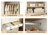 () 4-Door 1-Drawer Barn-Style Wardrobe Embossed Particleboard Storage Cabinet 16197999