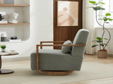 29.72"W Swivel Modern Upholstered Accent Chair with Solid Wood Armrests and 360 Degree Comfy Lounge W3188P417949