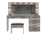 Vanity Desk Set with Large Lighted Mirror and Powre Outlet, Glass Top Makeup with 7 Drawers, 18348997