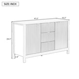U_STYLE Sideboard with Wave Design - 3 Adjustable Shelves, 3 Drawers & Soft-Close Doors, Storage N711P269066K