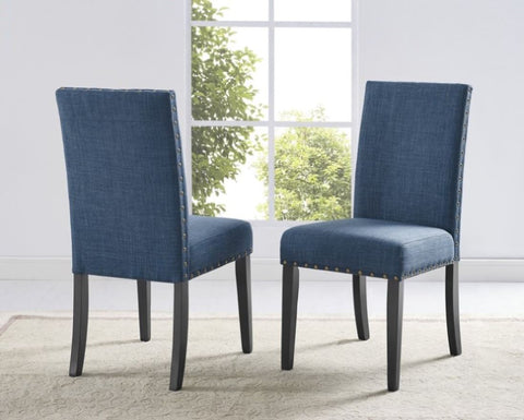 ZUN Biony Fabric Dining Chairs with Nailhead Trim, Set of 2, Blue T2574P164547