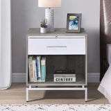 ZUN Weathered Grey Oak and White Accent Table B062P181407