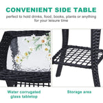 ZUN Outdoor Wicker Side Table, Rattan End Table with Glass Top, Patio Coffee Bistro Table for Indoor 93086851