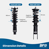BFO Coilovers Height Adj. Struts for Honda Civic 92-00 EG EJ EH Integra 94-01 93653145
