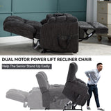 ZUN Dual Motor Heat Massage Infinite Position Up to 350 LBS Electric Power Lift Recliners with W1803P206487